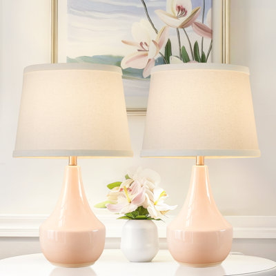 Petite lampe de table en céramique avec lampe de table et table de chevet 18,58 po Abdullateef (ampoule incluse)