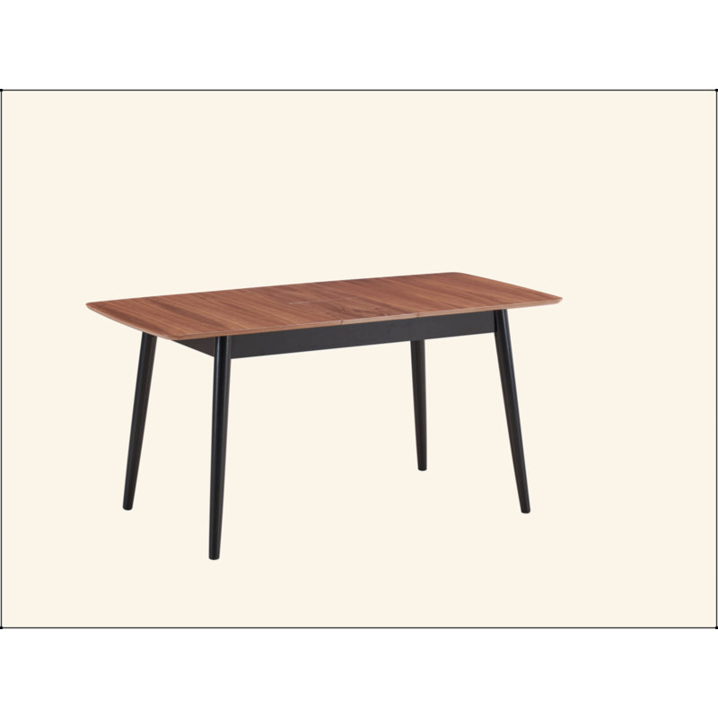 Lanae Natural & Black Finish Dining Table (Extension Bufferfly Leaf)