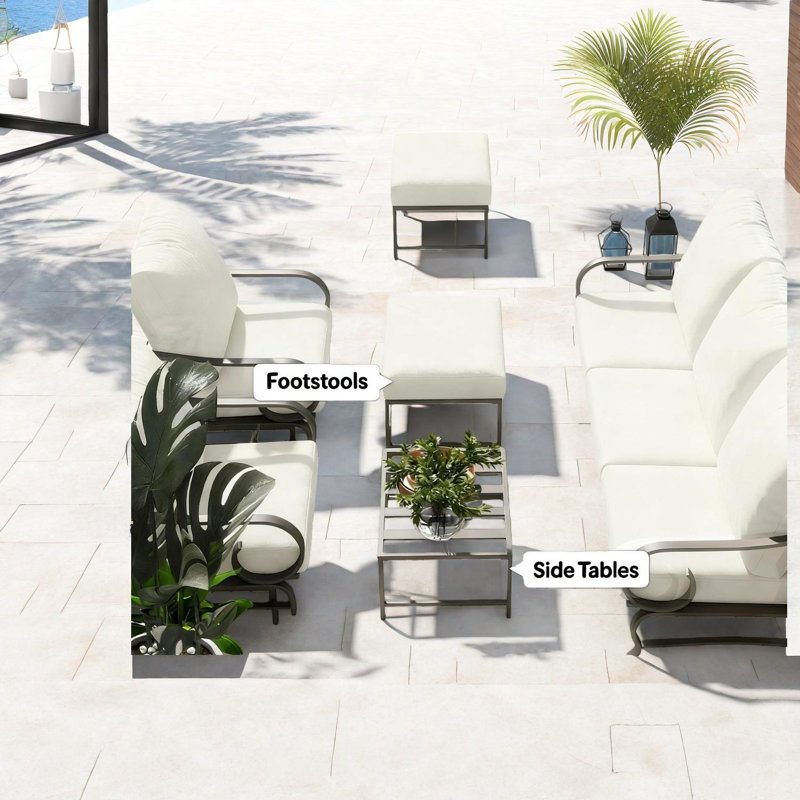 Ensembles de salle à manger confortables et modernes, structure en acier, expérience de détente dans la cour