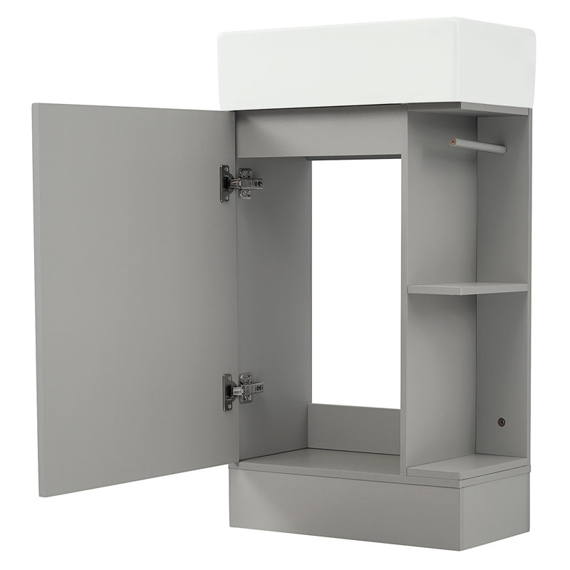 Meuble-lavabo avec lavabo, meuble-lavabo avec tablette, meuble-lavabo pour la maison, Gris