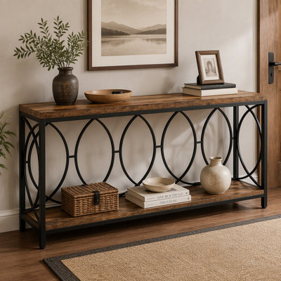 70.9" Console Table, 2-Tier Long Sofa Table Entryway Console with Storage Shelf