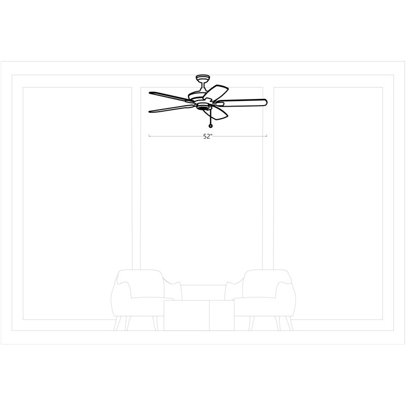 Midnight Black 52" Steel Ceiling Fan with 5 Blades