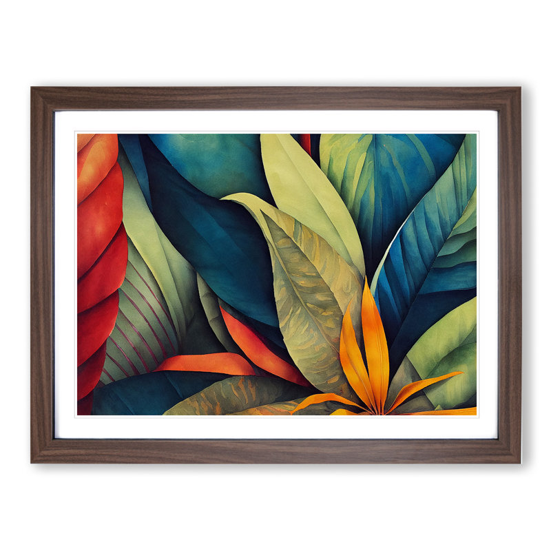Jungle Flowers Vol.3 - Framed Print, 25cm H x 34cm W x 2cm D, Walnut