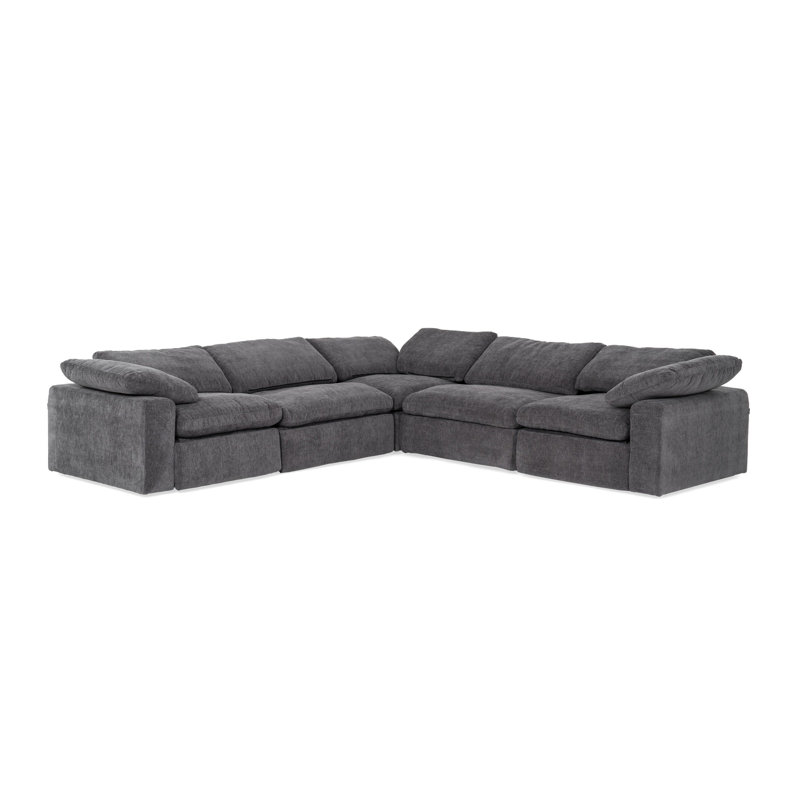 Corinth - Modern Gray Fabric Sectional Sofa With 3 Power Recliners, Charcoal 100% Polyester