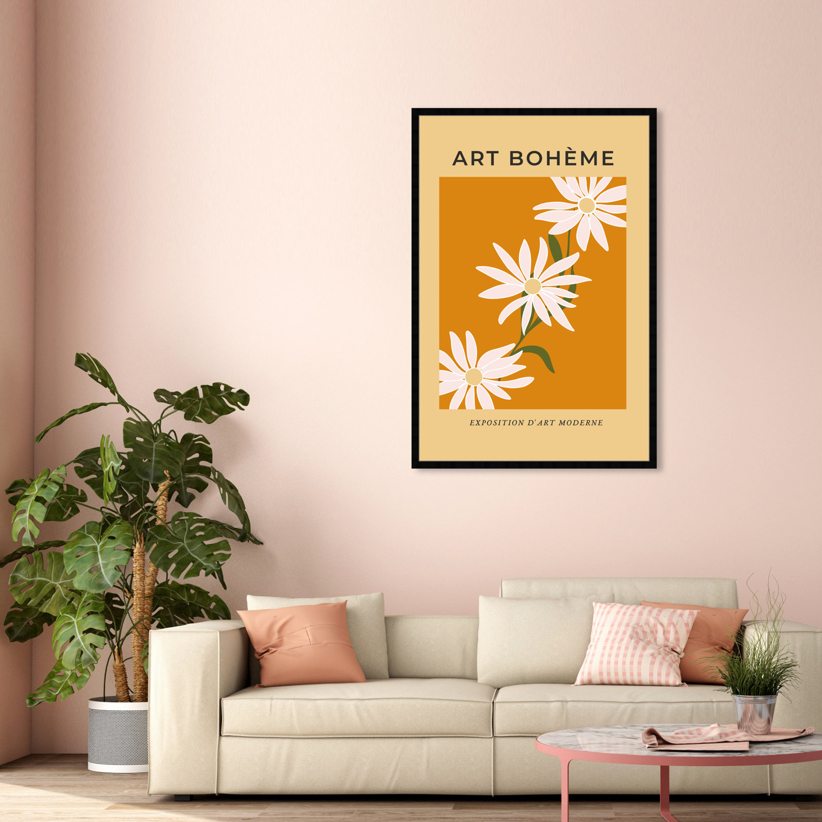 French White Daisy by Oliver Gal, Black Framed Paper, 56" H x 38" W