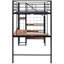 Lit mezzanine simple en métal noir avec bureau et grille. Fabrication robuste, compatible avec n'importe quelle pièce. Économisez de l'espace en tant que tablettes sous l'armoire. Polyvalent pour diverses utilisations. Dimensions: L 94 po x l 40,9 po x H 67,9 po
