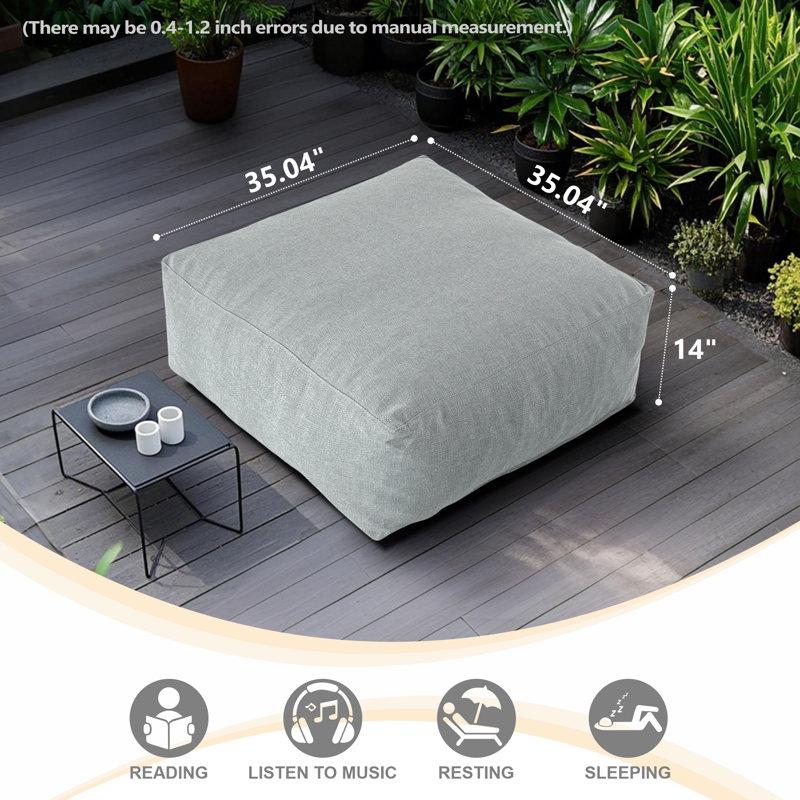 Ottoman For Outdoor Sectional Sofa For Patio, Garden And Swimming Pool, Light Gray