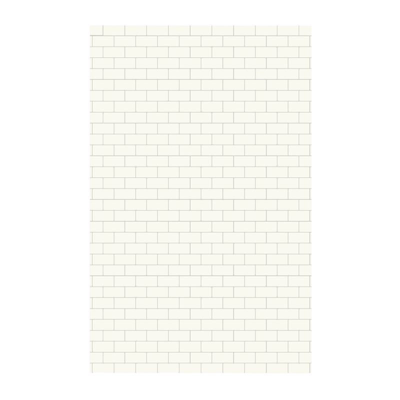 Solid Surface Three Panel Shower Wall, White,  96" H x 62" W x 0.25" D