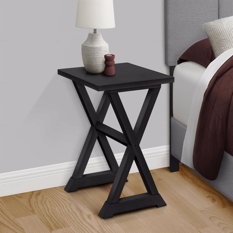 Table d'appoint, table de bout, table d'appoint, carré, table de chevet, lampe, transitionnel, Noir