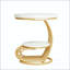 Table d'appoint ronde à 2 niveaux en faux marbre avec cadre doré