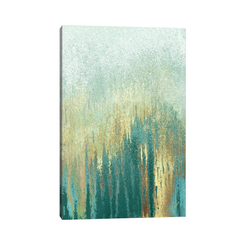 Teal Golden Woods by Roberto Gonzalez - Wrapped Canvas Painting, 30.48 cm H x 45.72 cm W
