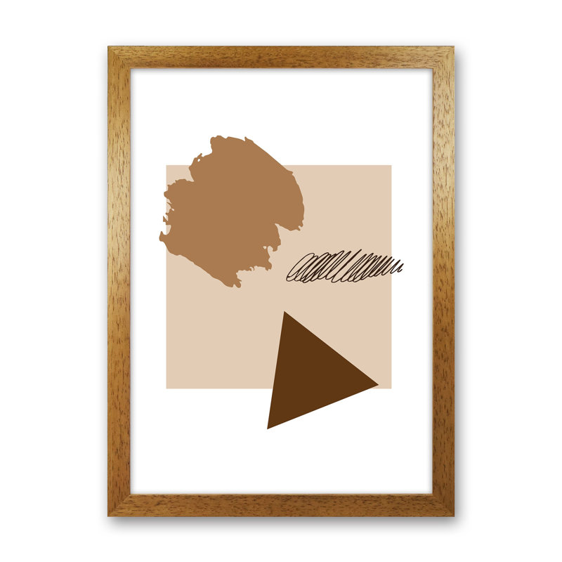 Square Mismatch Taupe by Pixy Paper - Print, 59.4cm H x 42cm W x 3cm D, Oak Framed