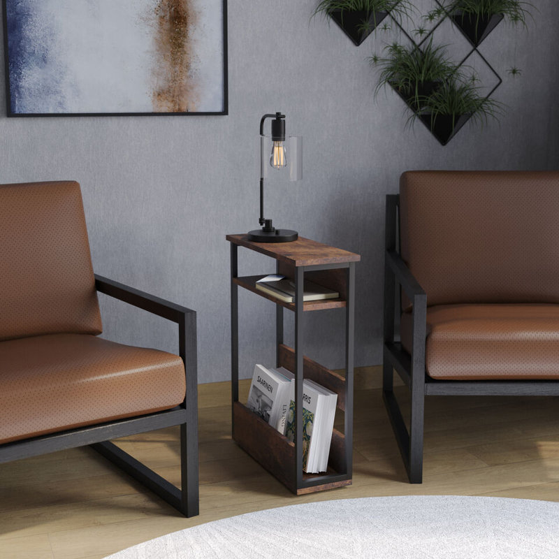 Ancika Solid Wood End Table, Rustic