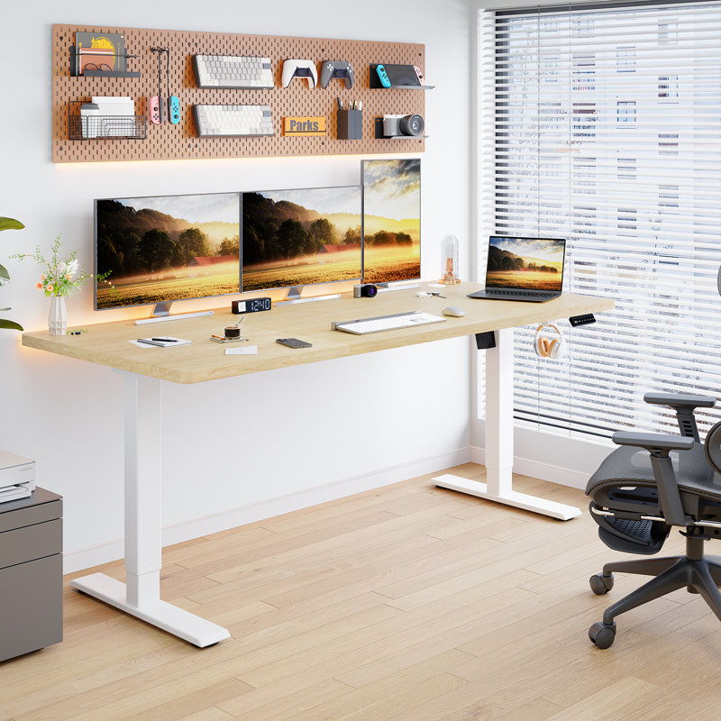 110/130/150 Cm W T-Shaped Standing Desk, White, 110 cm W x 60 cm D, White