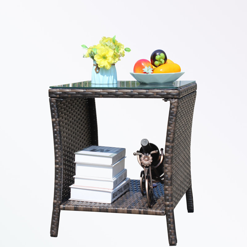 Square shape Coffee Table with tempered glass and shelf