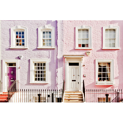 London Pink and Purples Houses Crop 1 Piece Wrapped Canvas Wall Art