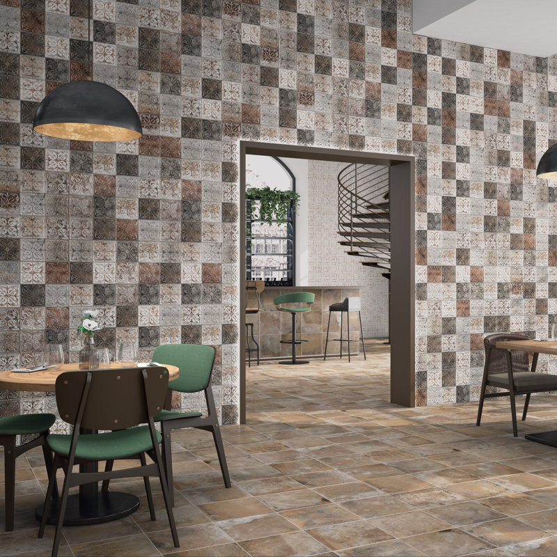 Antigua Lis 13" x 13" Straight Edge Porcelain Metal Look Wall Tile, Gray