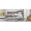 Lit de jour double rembourré avec lit gigogne et trois tiroirs, gris-414134718