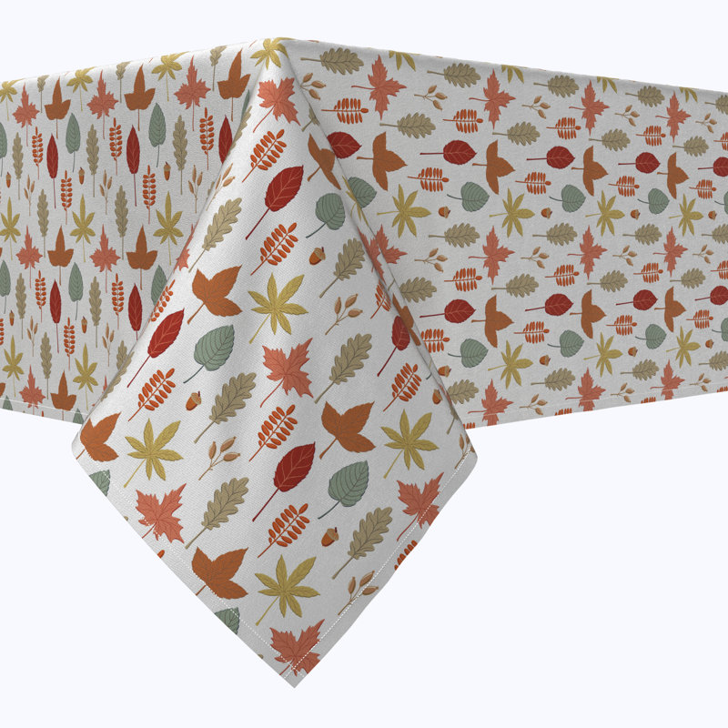 Rectangular Tablecloth, 100% Cotton, Foliage Illustration, 84" x 52"