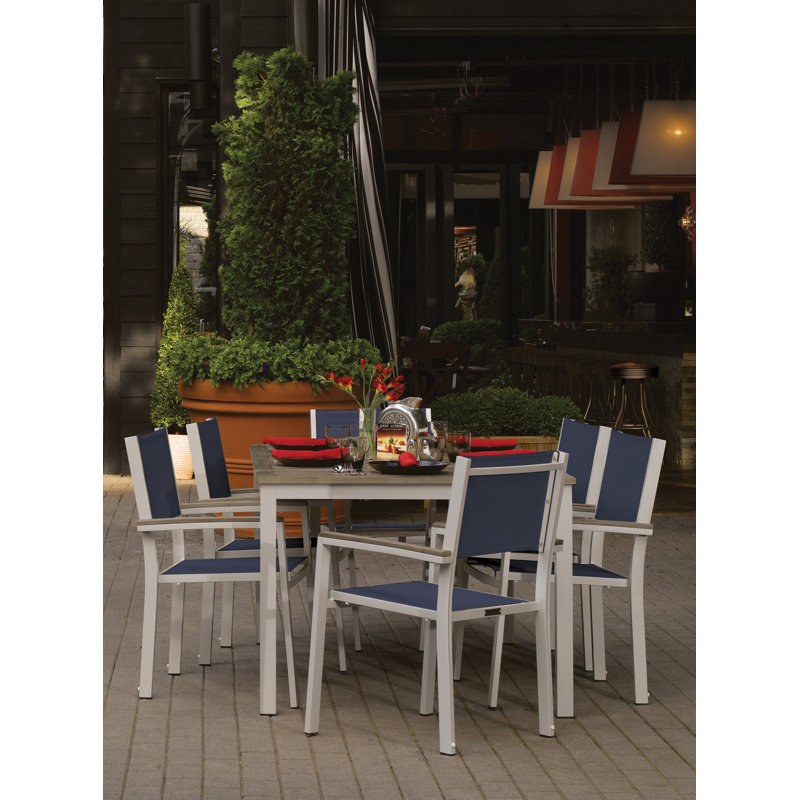 Travira 7-Piece Dining Set, Vintage Teakwood, Ink Pen