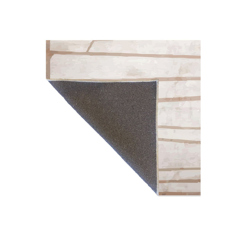 Tapis beige lavable à la machine à motif géométrique, Sous-tapis rectangulaire de 3 pi 3 po x 4 pi 11 po