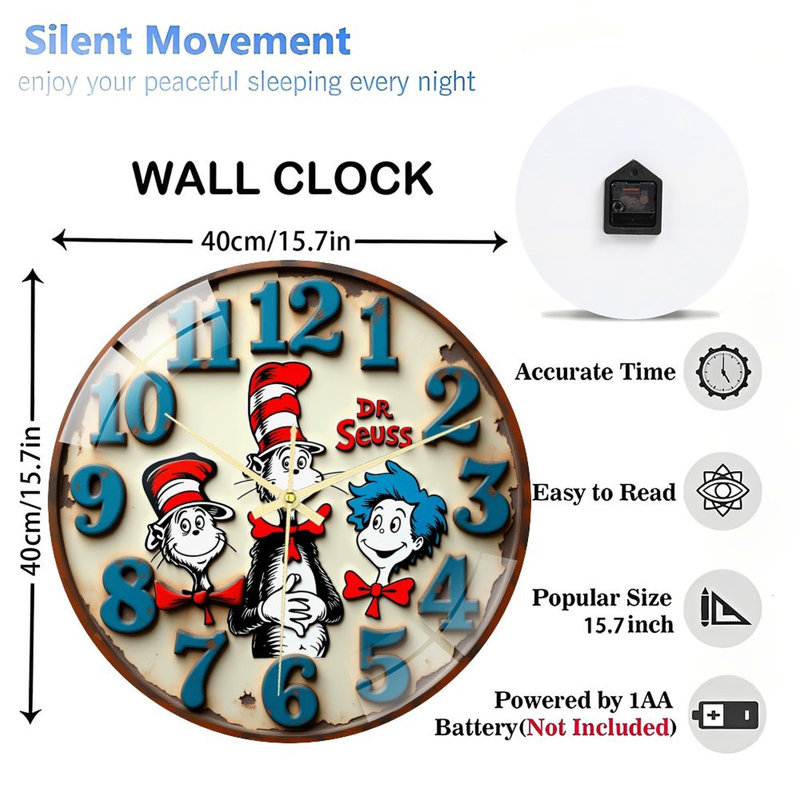 Horloge murale 16 po Dr Seuss