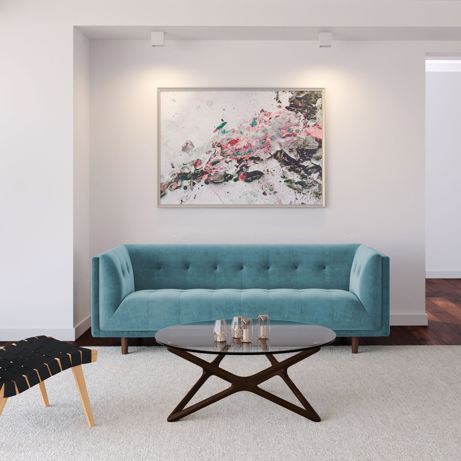 George 82'' Upholstered Sofa, Copen Blue Velvet