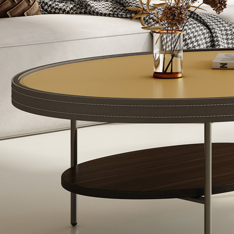 Minimal saddle leather high art tea table