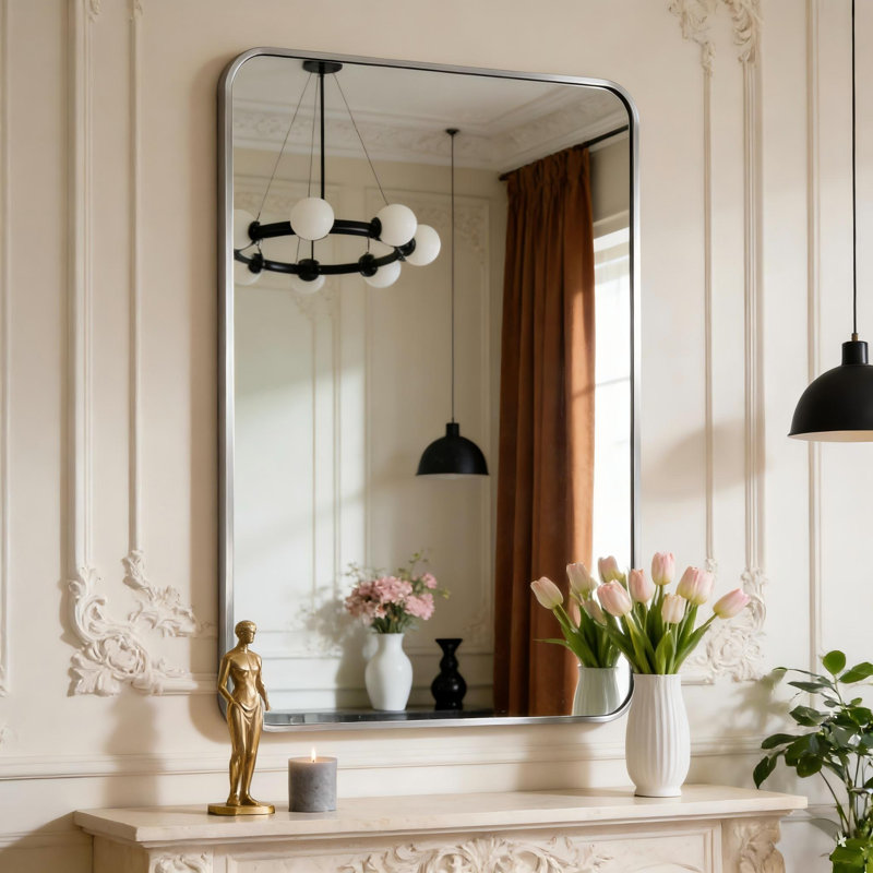 Miroir mural Mercedita, Argent, 36 po x 24 po