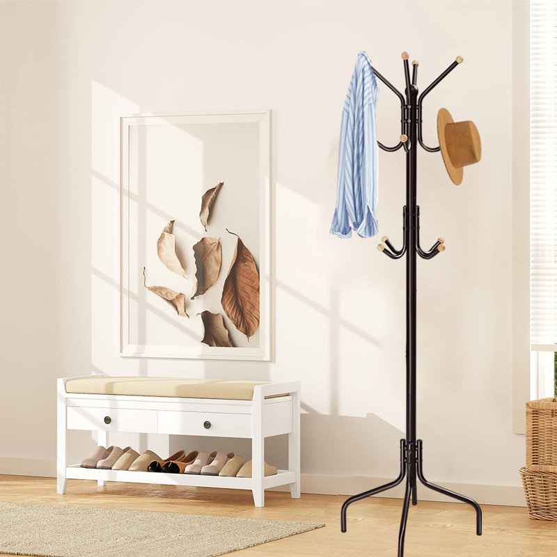Portemanteau autoportant en métal pour vestibule et coin, Brun