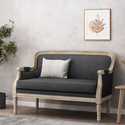 2 sièges de style champêtre français en tissu gris anthracite, l 49,45 po x P 26,38 po, H 32,63 po, assemblage requis