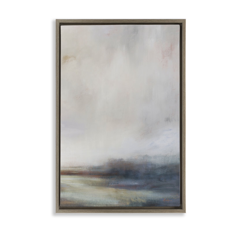«Misty Gray Landscape», toile flottante encadrée par Simon Addyman, Cadre flottant orme Montalcino, H 31 po x l 21 po