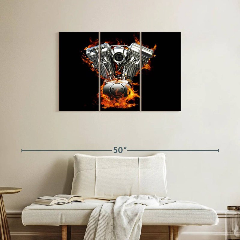 Mehar Blazing Motorcycle Engine, 24" H x 38" W