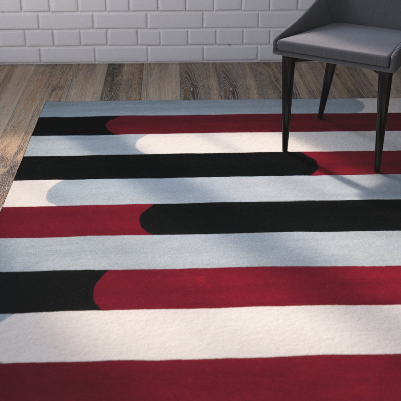 Candelo Hand Tufted Wool And Viscose Striped Rug, Rectangle 3'6" x 5'6"