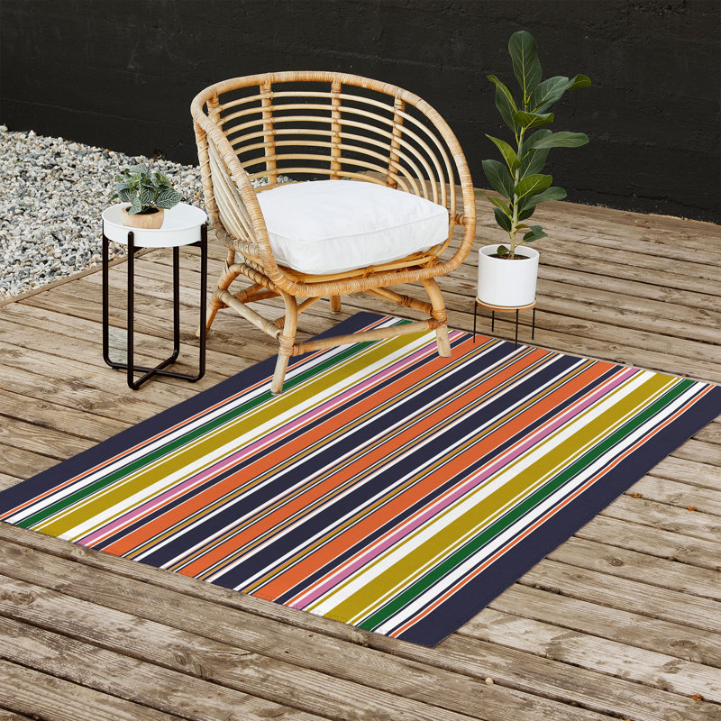 Balbino Striped Indoor / Outdoor Rug, Rectangle 4' x 6'