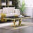 Liticia Coffee Table with Four Gold Geometric Mirror Bases and 48" Black Top