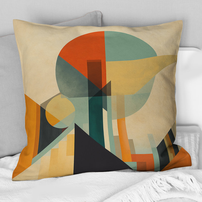 Full Moon Symphony Midcentury Abstract II - Coussin décoratif imprimé Mid-Century abstrait