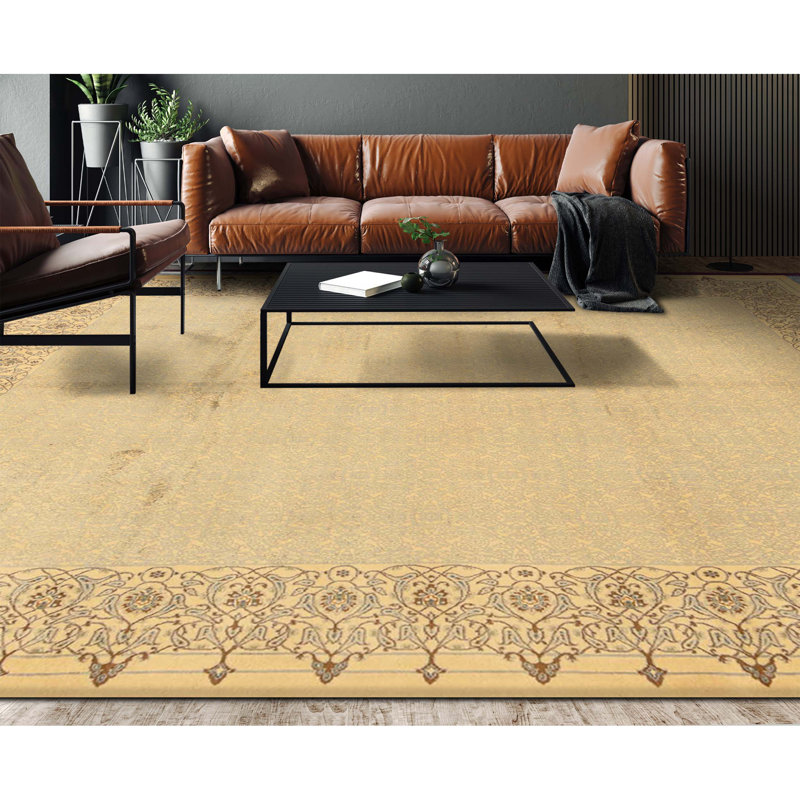 High-Quality Hand-Knotted Ivory Area Rug