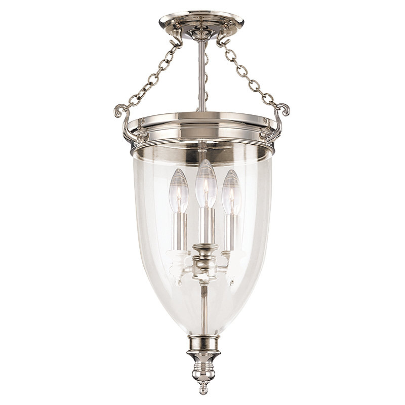 Hanover 3 - Light Semi Flush Mount, Aged Brass, 21.5"H x 12"W