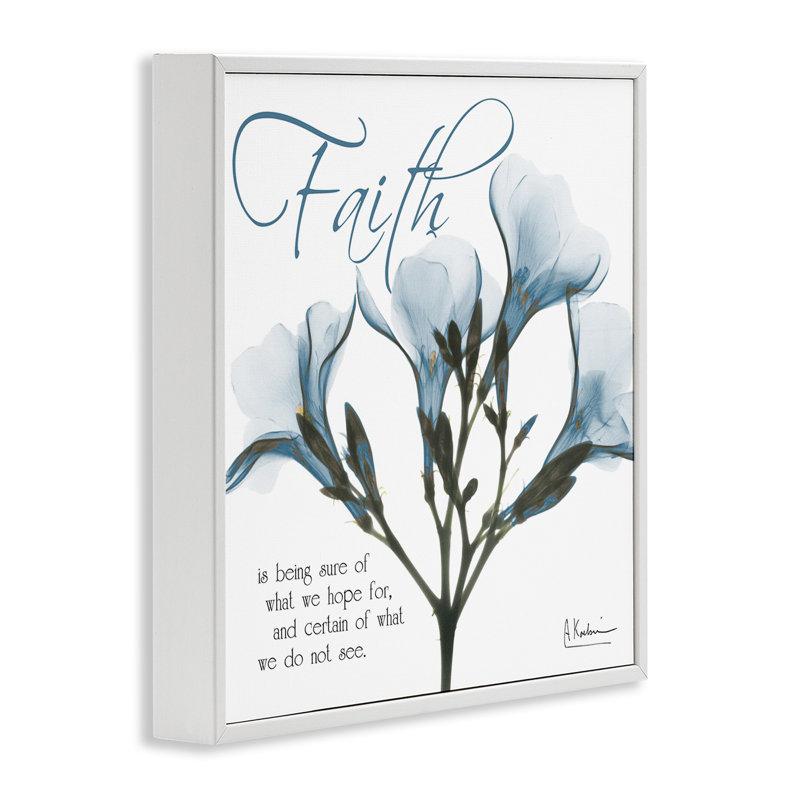 Faith Quote Blue Nautical Flower Silhouette par Albert Koetsier - impression d'art graphique, H 12 po x l 12 po