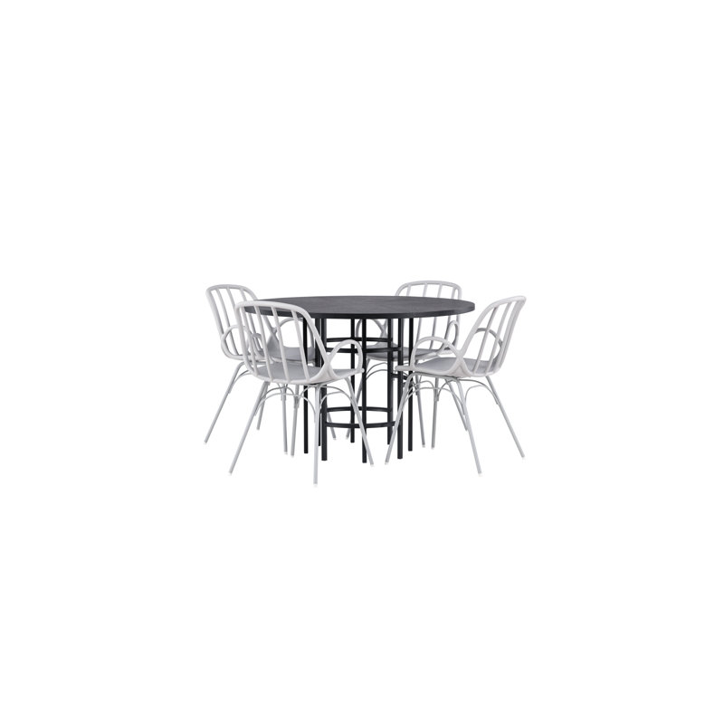Cormac 4 -Person Dining Set, Black, Greige, Greige