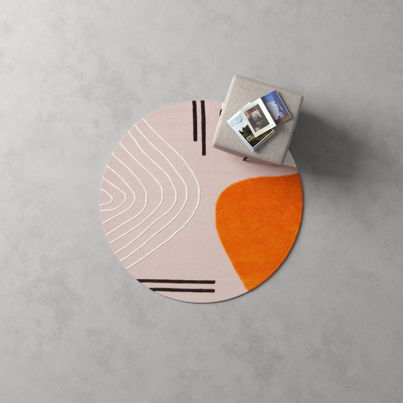 Felipe Wool Abstract Indoor Rug, Round 4'