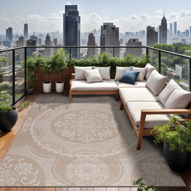 Waikiki Geometric Indoor / Outdoor Rug , Rectangle 6' x 9'