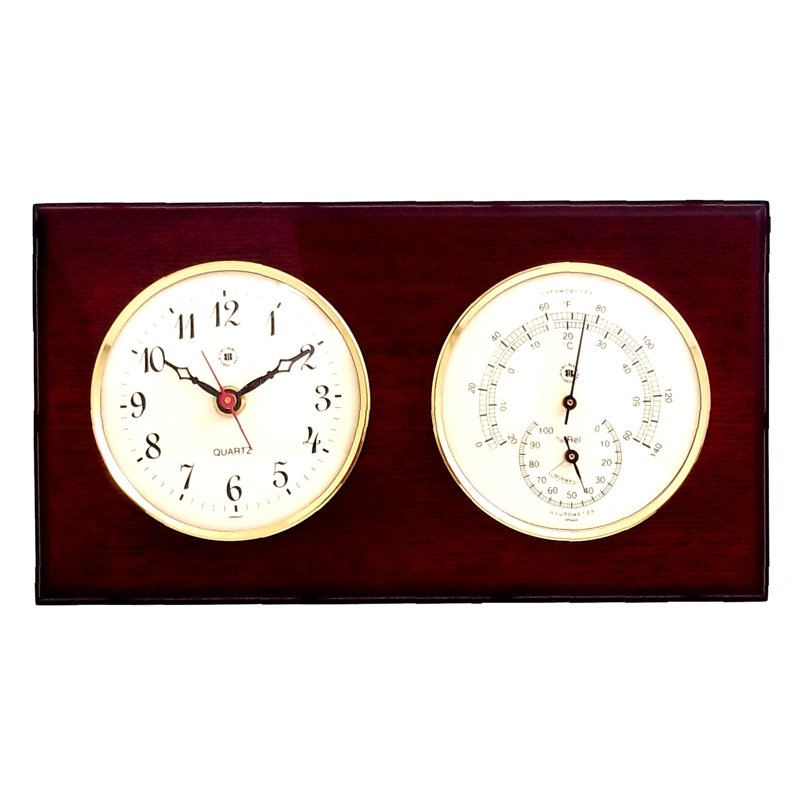 Dow Metal Wall Clock, Mahogany