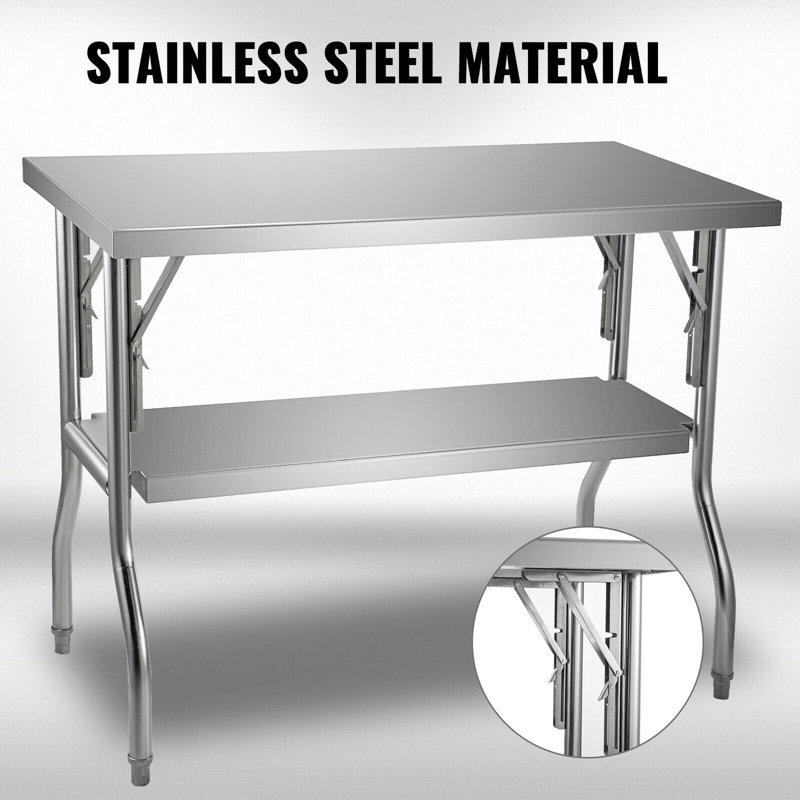 VEVOR Stainless Steel 48'' Folding Commercial Prep Table