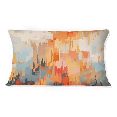 Coussin décoratif orange, beige et brisé - Cubisme