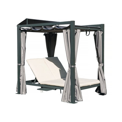 Aluminum Outdoor Patio Daybed With Retractable Canopy Bed