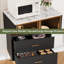 Armoire de rangement cannelée avec porte en verre et 2 tiroirs-598793960