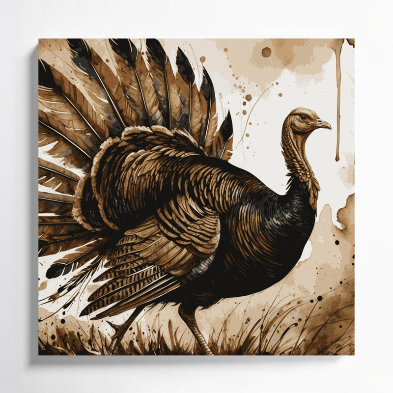 Birds Wild Turkey Beige Canvas Wall Art, 8" H x 8" W