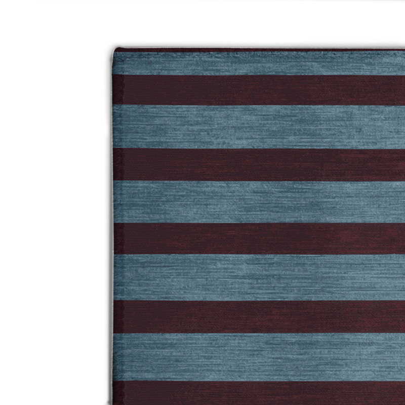 Tapis intérieur / extérieur rouge HorizontalStripes, Rectangulaire 8 pi x 10 pi